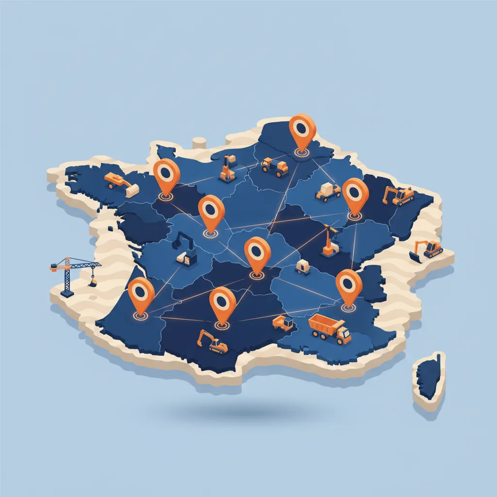 Zones géographiques filtres régions départements